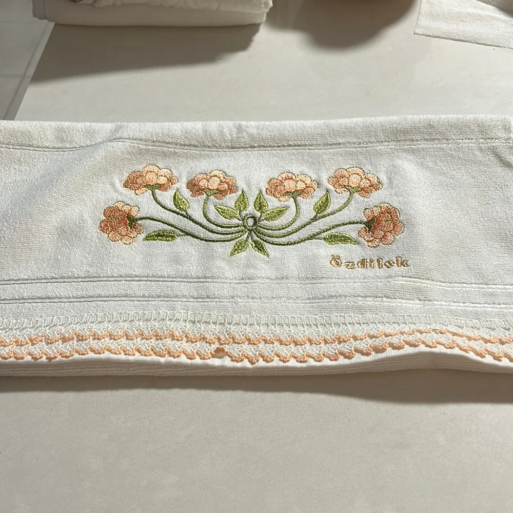 Turkish Embroidered Cotton Hand Crochet Towel